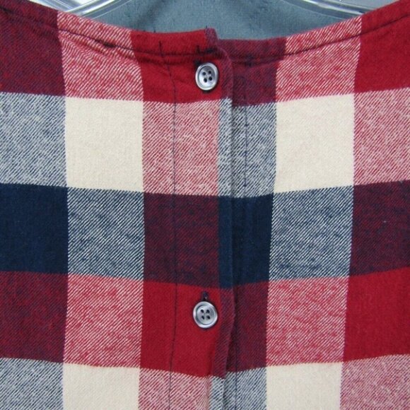 Hatch Maternity Red Navy Plaid Flannel Top Size M 2 Bell 3/4 Sleeves Back Button - Picture 6 of 10
